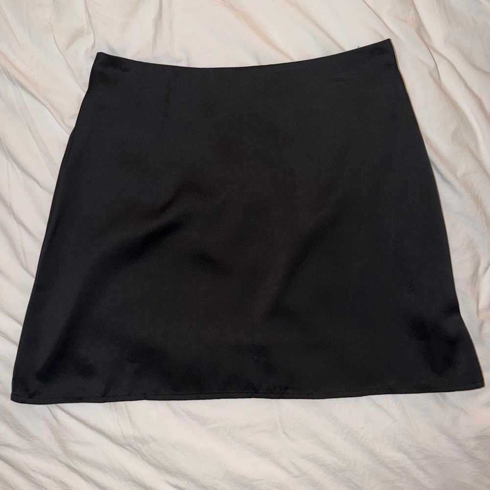 WeWoreWhat Satin Black Mini Skirt